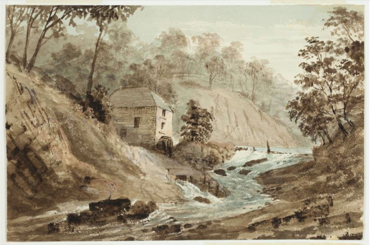 Janefield Mill 1855 Watercolour by J B Henderson