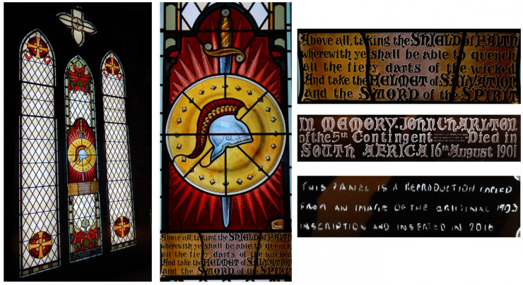 Charlton Boer War memorial stained glass window