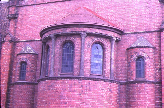 church of the holy annunciation evangelismos 186 victoria prd east melb detail rounded wall sep1981