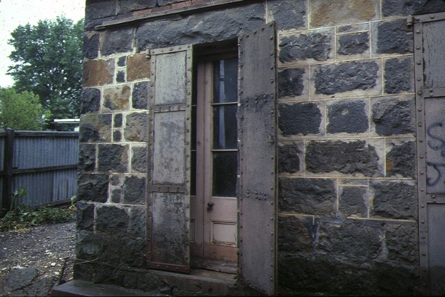 former creswick bluestone gold office detail iron shutters on window dec1982