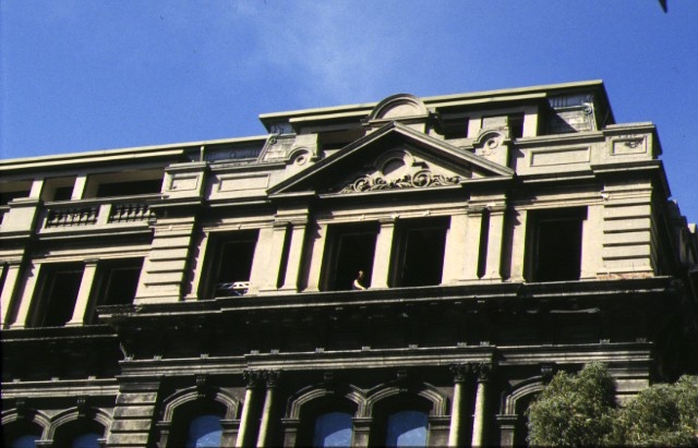 former victorian railway headquarters spencer street melbourne detail of top windows of railway headquarters