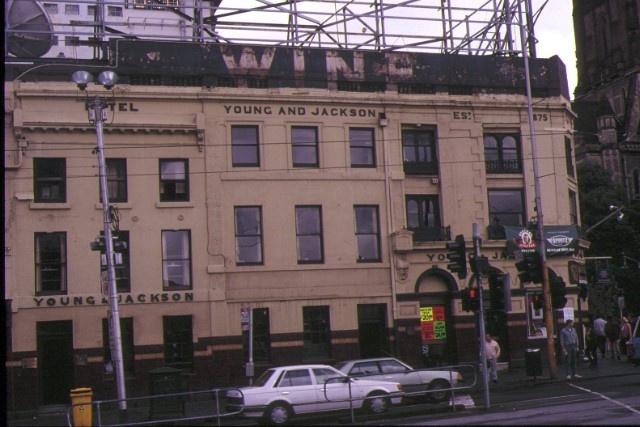 young &amp; jackson's princes bridhe hotel swanston street melbourne view from flinders street