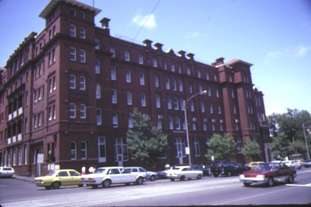 pre 1994 former queen victoria hospital lonsdale street melbourne corner elevation jan1984