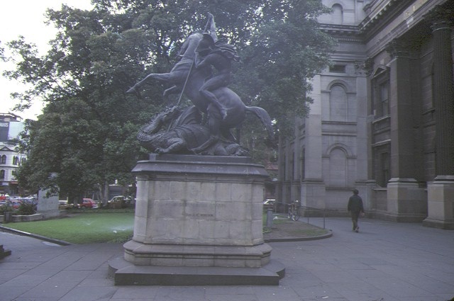 state library of victoria &amp; national museum complex statue of st george &amp; the dragon jan 1985