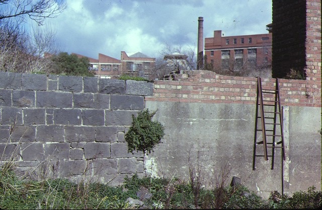 dights mill site dights falls abbotsford wall detail aug1979