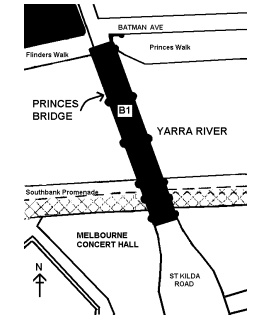 princes bridge over yarra river melbourne plan