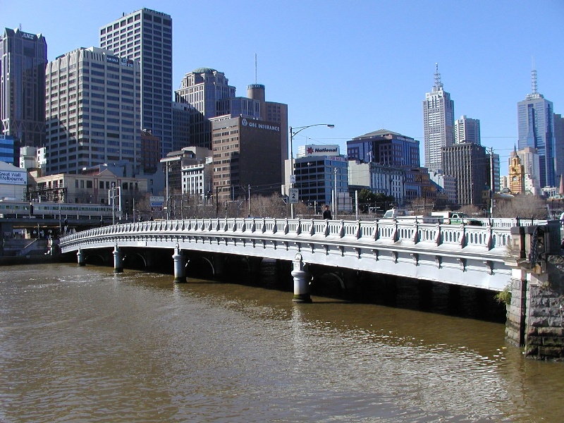 h01448 queens bridge queensbridge street over yarra river melbourne distant view