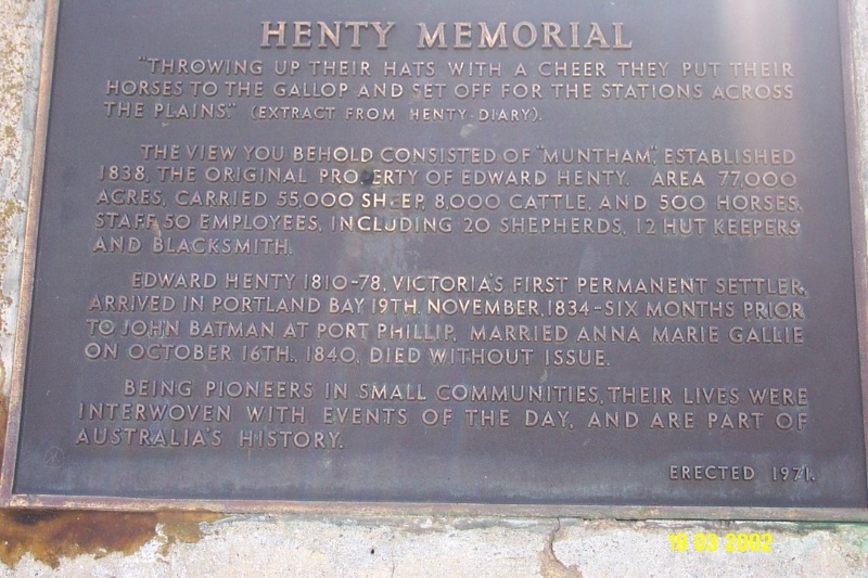 23133 Henty Memorial Glenelg Highway Carapook 1823