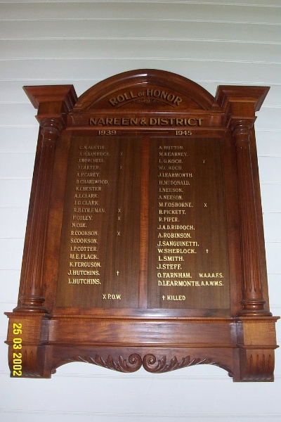 23136 Nareen Public Hall honour board 1935
