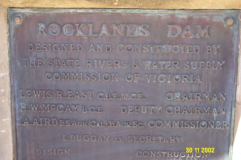 23255 Rocklands Reservoir plaque 2087