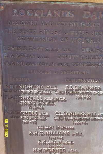 23255 Rocklands Reservoir plaque 2088