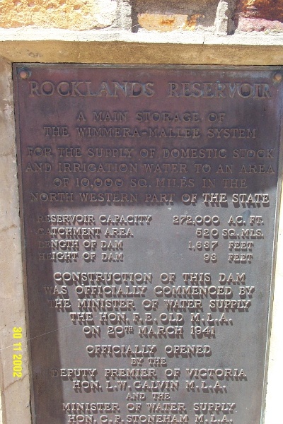 23255 Rocklands Reservoir plaque 2089