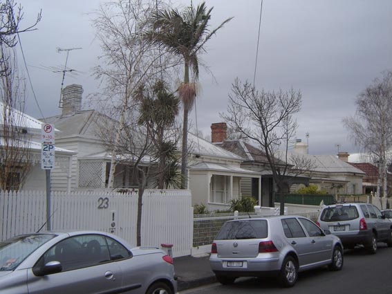 Timber cottages on the west side of Westbourne Street.