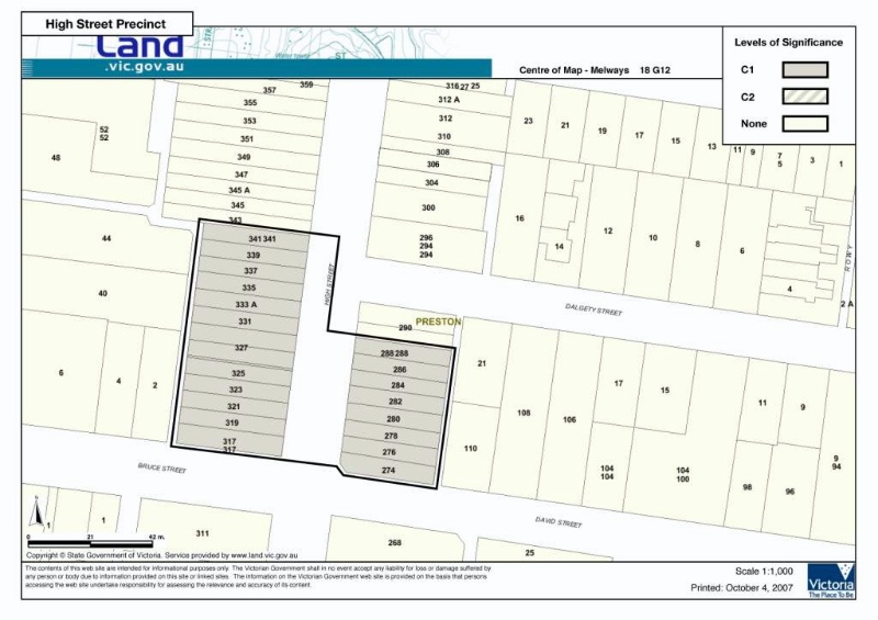 High Street Precinct, map of contributory places