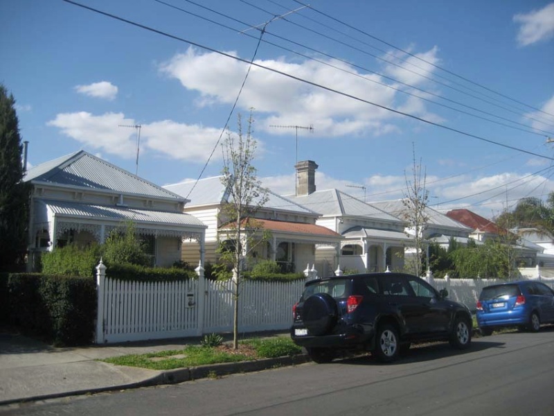 Victorian timber cottages on the north side of Barkly Avenue.