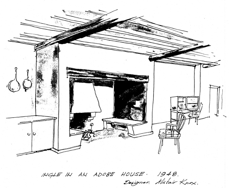 261 - The Busst House Eltham 05 - Sketch of the ground floor ingle-nook - Shire of Eltham Heritage Study 1992