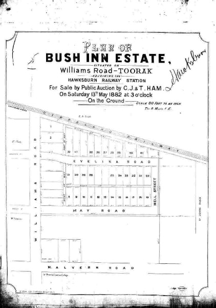 1882 plan of the Bush Inn Estate