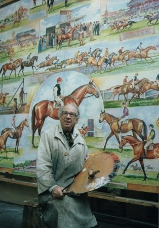 Freedman with part of mural