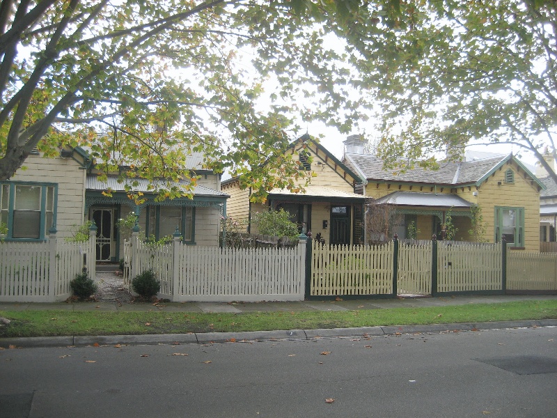 Victorian timber villas at 7, 9 and 11 Emo Road.