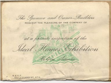 Figure 2.16: Invitation for a private inspection of the Ideal Homes Exhibition, Colpin Avenue, 1933. - Ballarat Heritage Precincts Study, 2006
