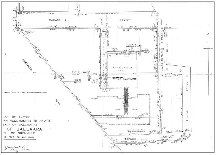 Figure 2.15: Plan of Survey, Part of Crown Allotments 15 and 16, M337, February 18, 1960. - Ballarat Heritage Precincts Study, 2006