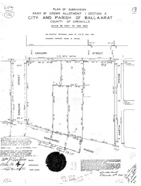 Figure 2.09: LP19015, Plan of Subdivision, February 1942. - Ballarat Heritage Precincts Study, 2006