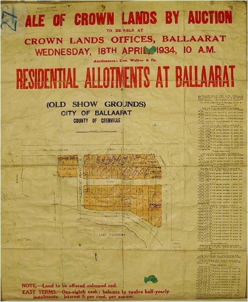 Figure 2.12: Auction Notice for the Old Show Grounds, April 18, 1934. - Ballarat Heritage Precincts Study, 2006