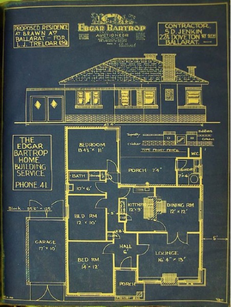 Figure 2.17: Floor plan of residence for L J Treloar (20 Brawn Avenue) n.d [c.1941]. - Ballarat Heritage Precincts Study, 2006