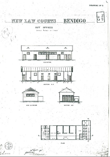 Bendigo Law Courts historic drawings