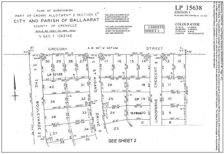 Figure 2.09: Plan of Subdivision LP15638, Sheet 1, December 6, 1940. - Ballarat Heritage Precincts Study, 2006