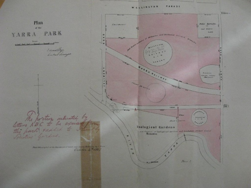 plan of Yarra Park 1867 from DSE files