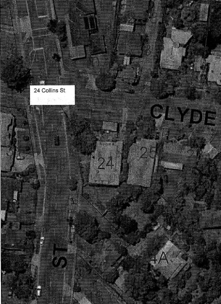 24 Collins Street, Diamond Creek - Plan prepared from recent aerial image (Niilumbik Shire, NTS) contributory elements as shown.