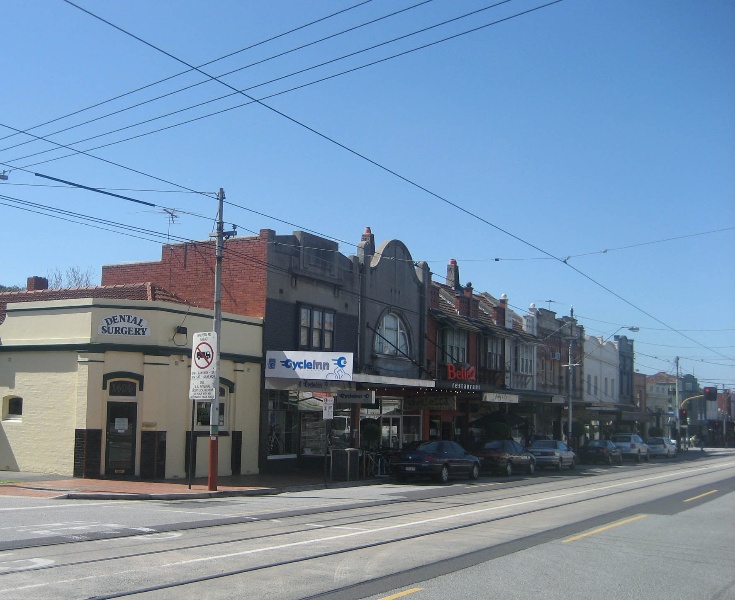 Shops on the north side of Malvern Road between Cressy Street and Tooronga Road
