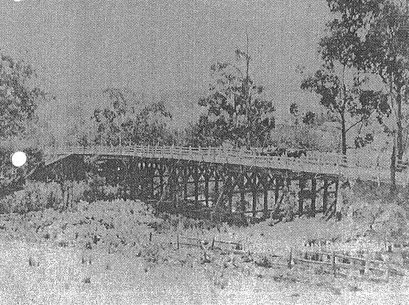 Railway Timber Trestle Bridge, Panther Place - PREVIOUS MAIN ROAD BRIDGE OVER DIAMOND CREEK AT ELTHAM - ALso A TIMBER TRESTLE BRIDGE