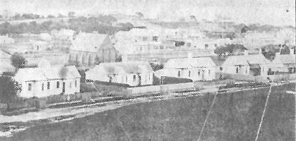Health Officer's quarters on the corner of Stokes Street, and four of the original duplex pHot's cottages, c.1867 (Q.H.S. 14/251)