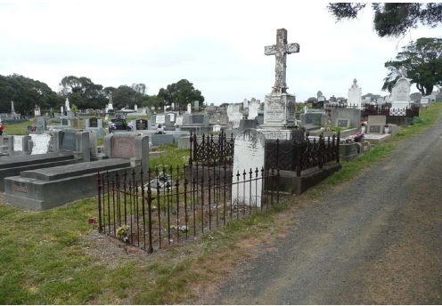 View across cemetery