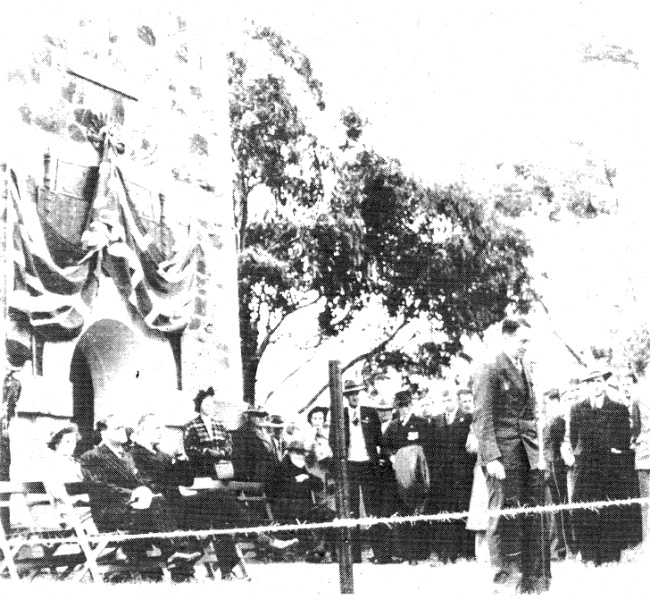 68 - War Memorial and Components Eltham Yarra Gl Rd_04 - Dedication of the 1939-1945 War Memorial on 16 November 1951 by the Governor of Victoria Sir Dallas Brooks ELHPC No. 410 - Shire of Eltham Heritage Study 1992
