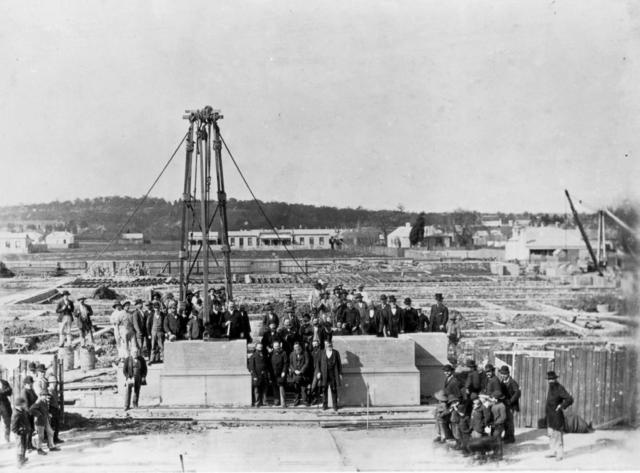 Laying of Collingwood Town Hall foundation stone 1885 - this house can be seen in the background of the Town Hall