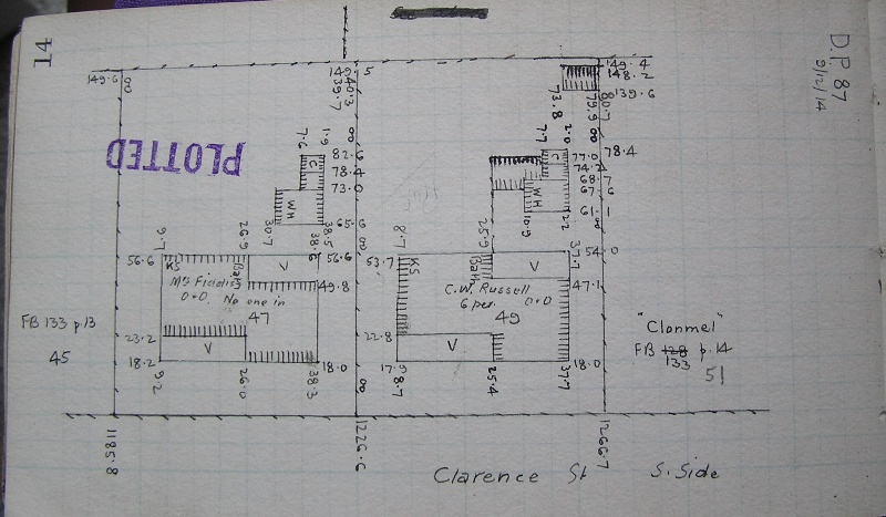 GWST Fieldbook, no. 187, p.14, 9 December 1914 (right property).