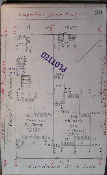 GWST Fieldbook, no. 33, p.29, 12 Jan 1912 (left property).