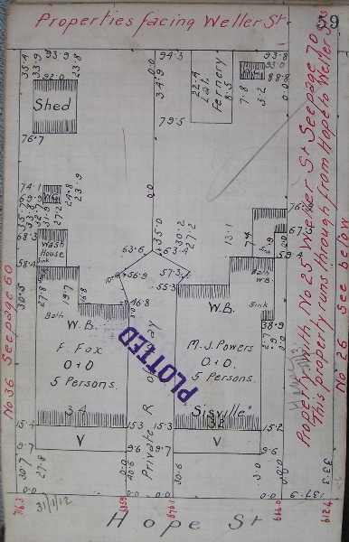 GWST Fieldbook, no. 33, p.59, 31 Jan 1912 (left property).