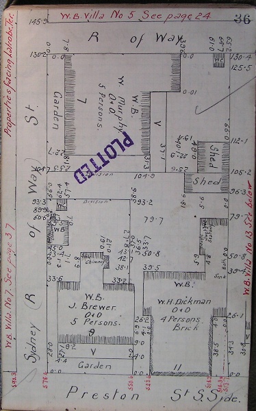 GWST Fieldbook, no. 33, p.36, c.1912 (lower right property).