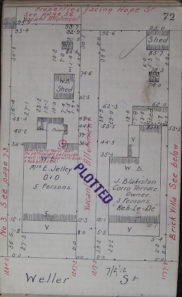 GWST Fieldbook, no. 33, p.72, 7 Feb 1912 (right property).