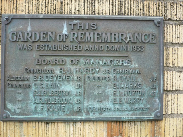 PLAQUE AT ENTRANCE TO GARDEN