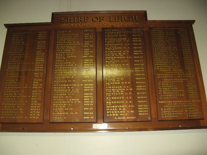 Former Leigh Shire Hall Council honour board