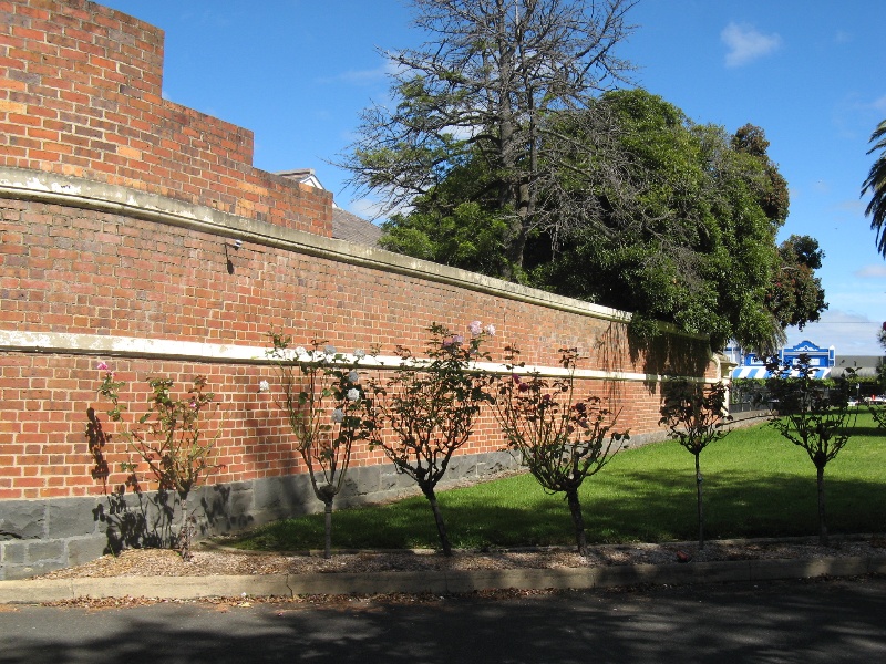 Ararat Civic Precinct brick wall at rear od Shire Hall