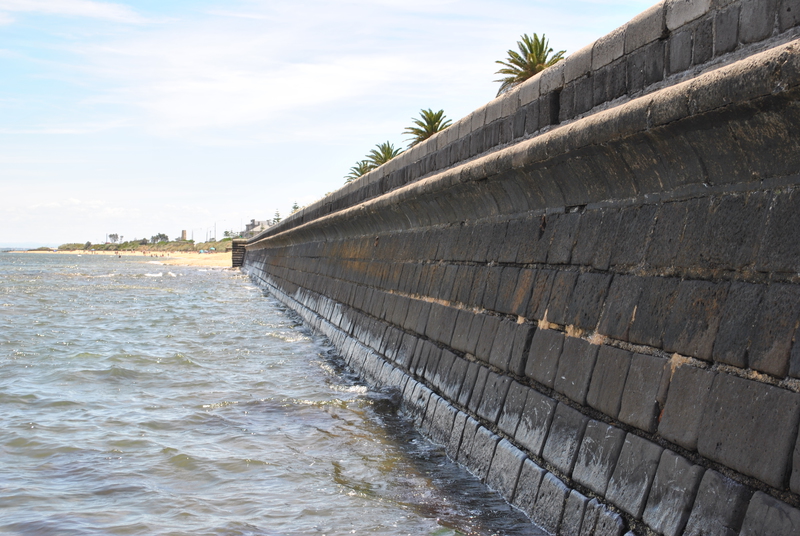 Bluestone sea wall. Image taken 17 Jan 2012