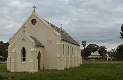 East elevation of St Patrick's, with presbytery visible at rear.