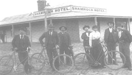 The Crapper family in front of the Shamrock before 1904, when the hotel was razed by fire.