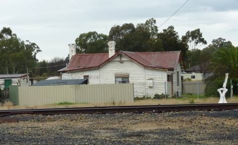 West elevation, with the rail track in the foreground.